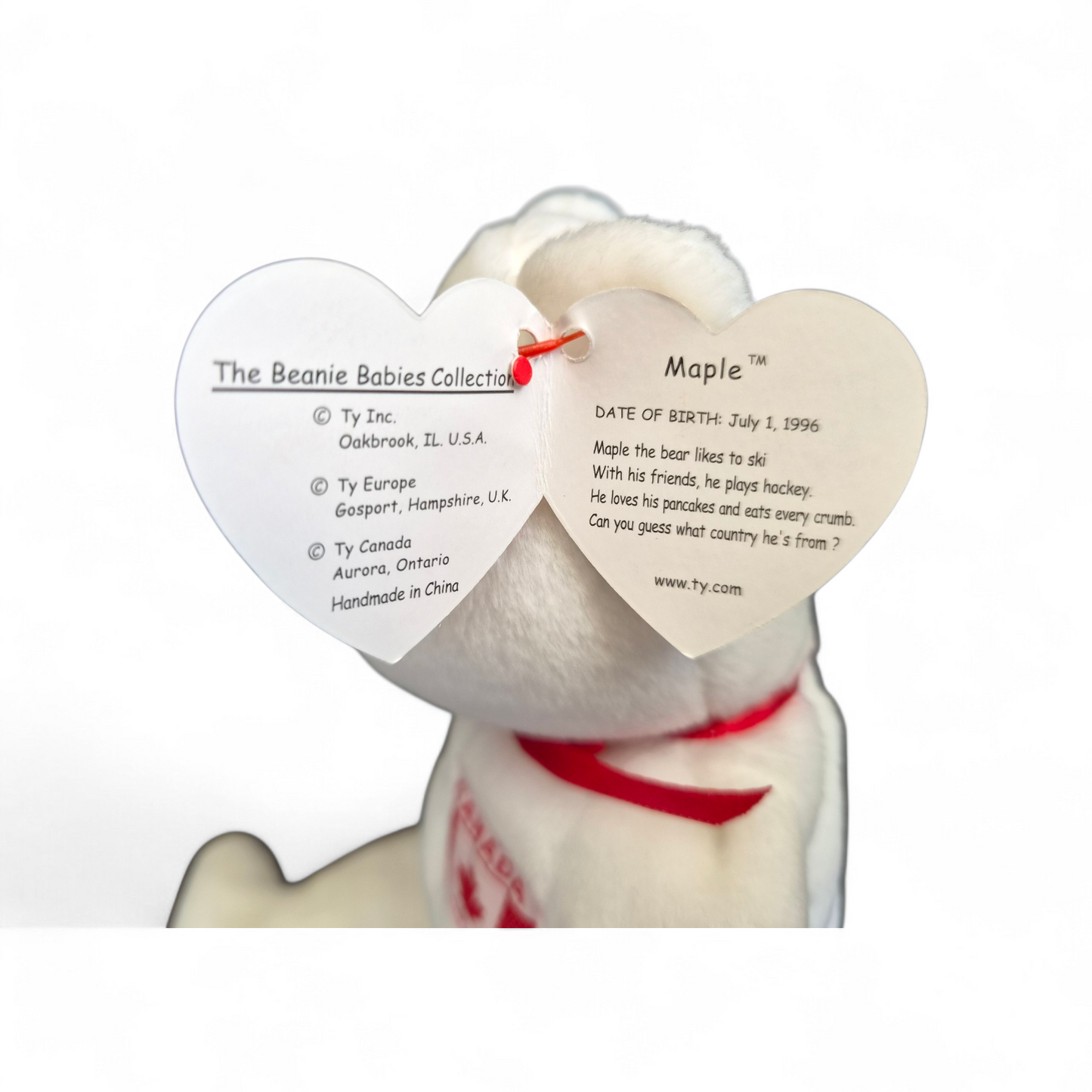 Ty Beanie Baby “Maple” Bear (1996) – Canada Edition with Original Tag & Protector