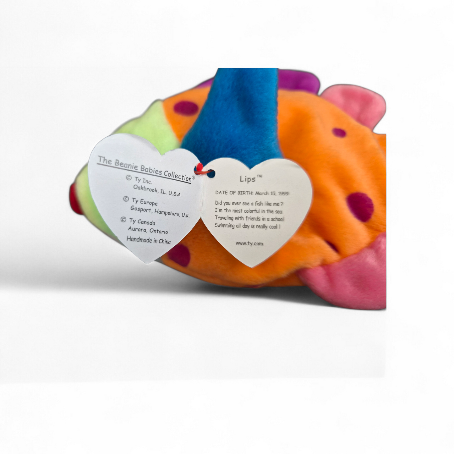 Vintage Ty Beanie Baby “Lips” Fish (1999) – Vibrant Multicolour Edition | Original Tag