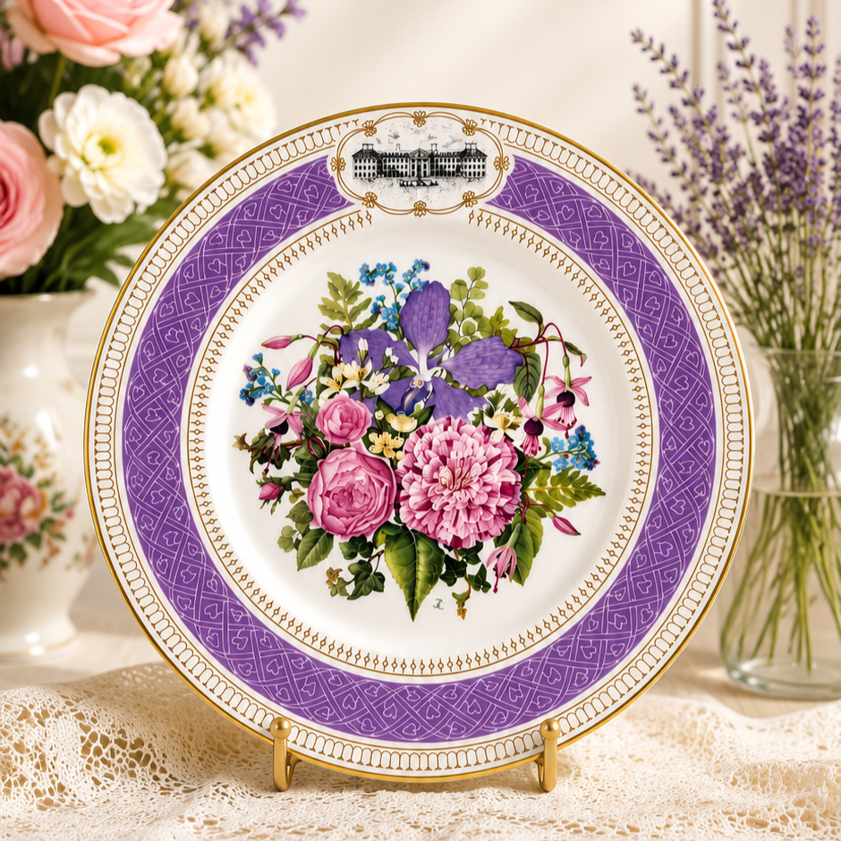 Royal Albert 1990 Chelsea Flower Show Plate “Victorian Bouquet” RHS Fine Bone China with Certificate