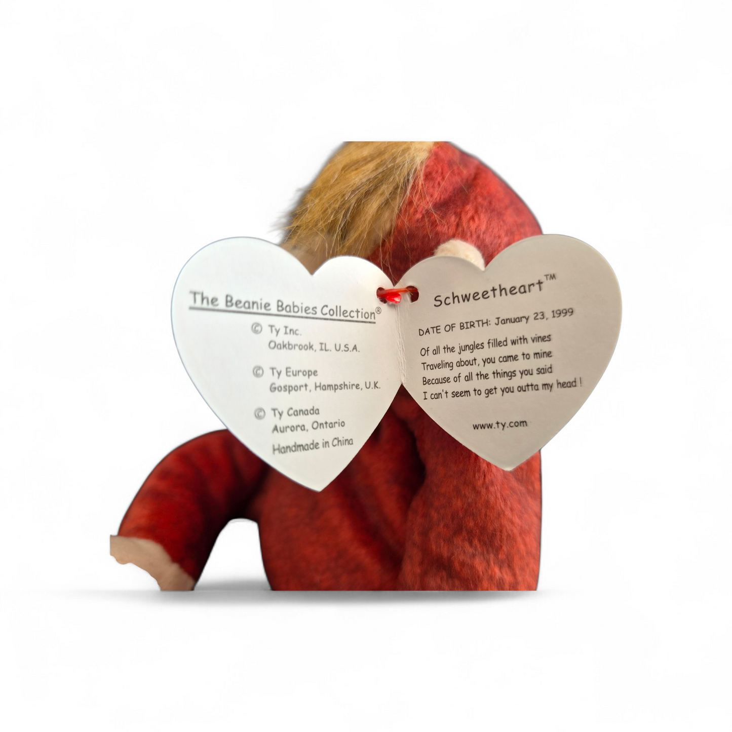 Ty Beanie Baby “Schweetheart” Monkey (1999) – Rich Red Plush with Tag | Vintage Collectible