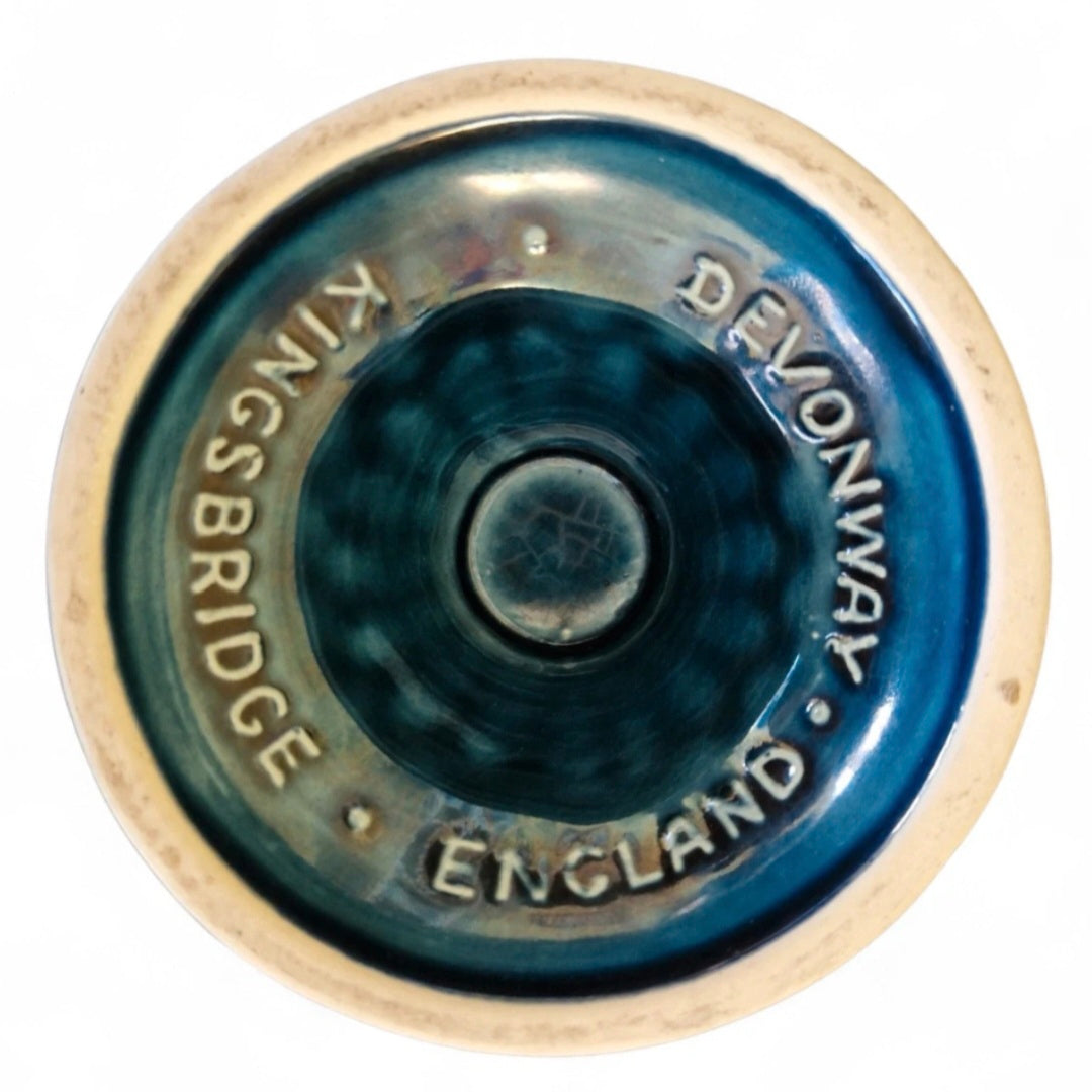 -SOLD- Devonware “Kingsbridge” Studio Pottery Pedestal Bowl Rich Iridescent Blue Glaze, Sculptural Form, Made in England