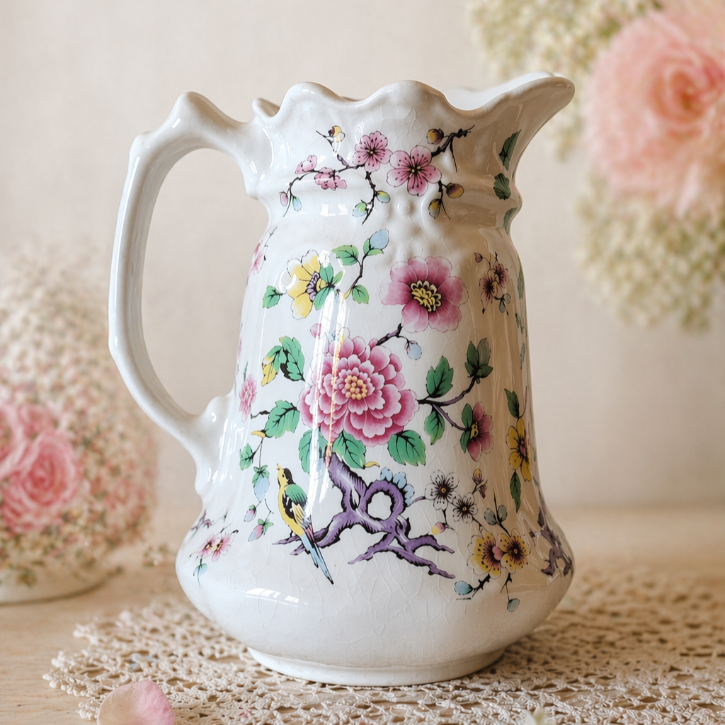 Vintage Old Foley Floral Jug by James Kent. Staffordshire Fine Earthenware, English Country Elegance