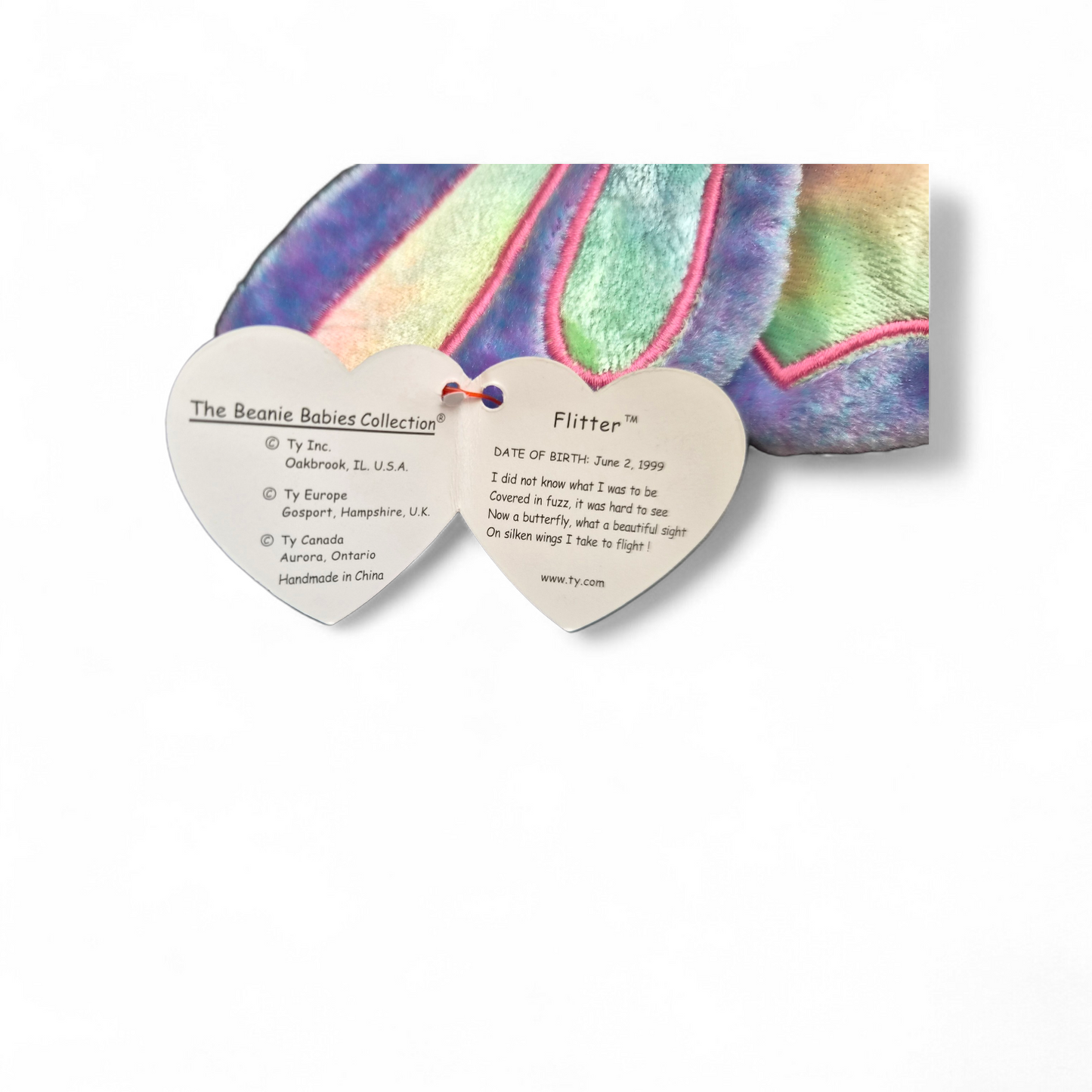 Vintage Ty Beanie Baby “Flitter” Butterfly (1999) – Pastel Winged Edition | Original Tag