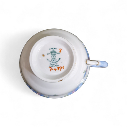 Vintage Crown Staffordshire Floral Tea Trio – Fine Bone China Cup, Saucer & Plate with Gilt Detail