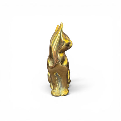 Vintage Heavy Brass Cat Figurine – Mid Century Style Seated Brass Cat Ornament
