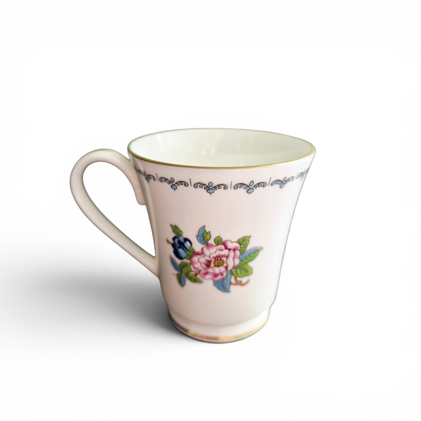 -SOLD- Aynsley Pembroke Fine English Bone China Mug – Bird & Floral Design with Gold Trim