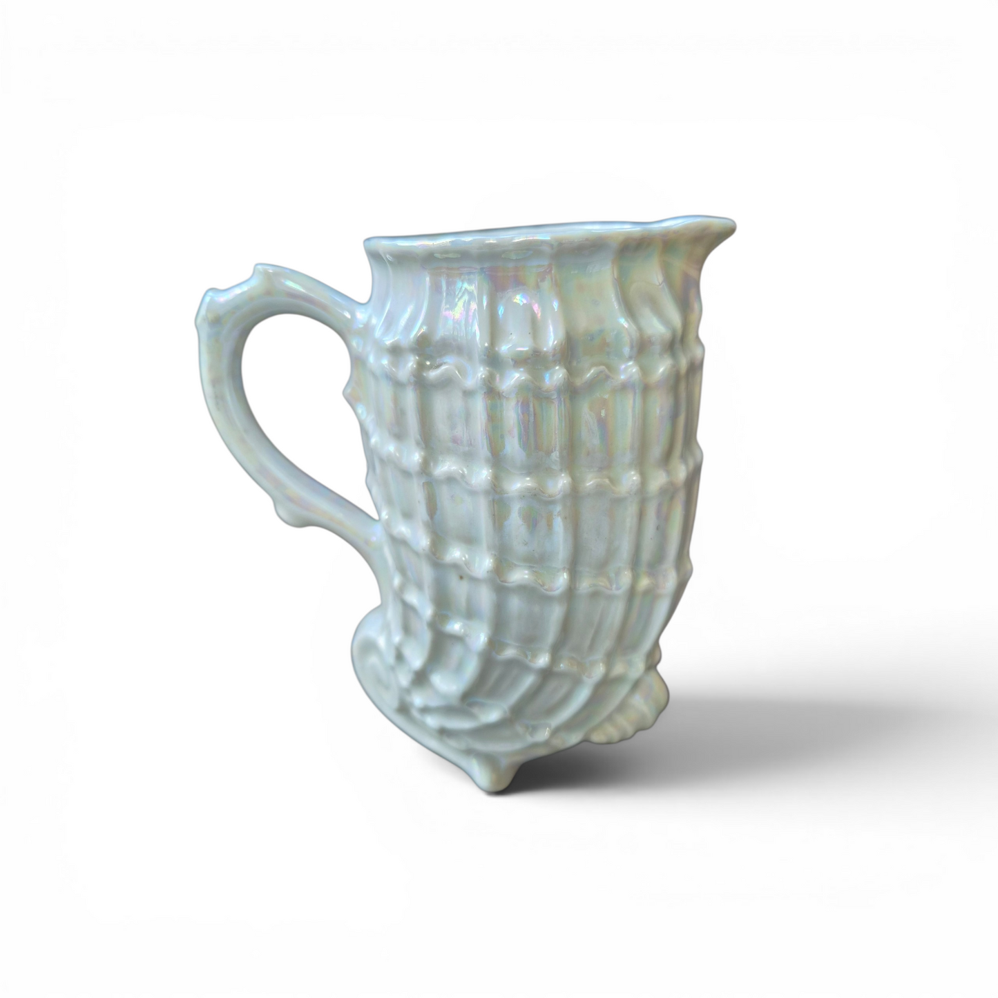 Vintage Victoria Czecho-Slovakia Lustreware Cream Jug – Iridescent Tea Scene Milk Pitcher