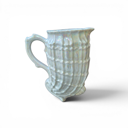 Vintage Victoria Czecho-Slovakia Lustreware Cream Jug – Iridescent Tea Scene Milk Pitcher