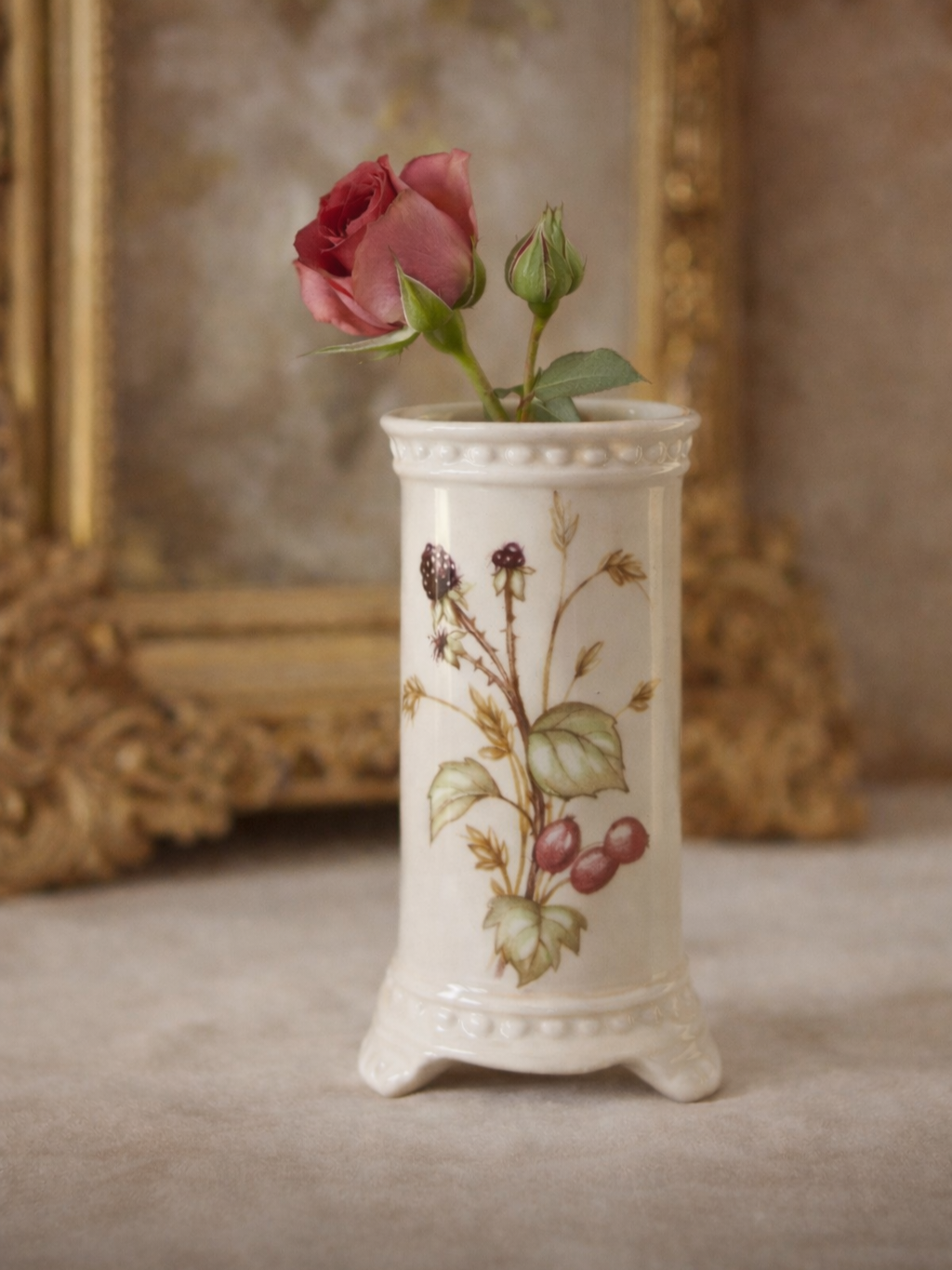 -SOLD- Royal Winton Staffordshire Ironstone Bud Vase, English Floral Study, Elegant Vintage Display Piece