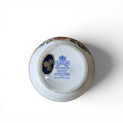 - SOLD- Vintage Aynsley Cottage Garden Fine Bone China Bud Vase – Butterfly Floral Vase Made in England – 13cm