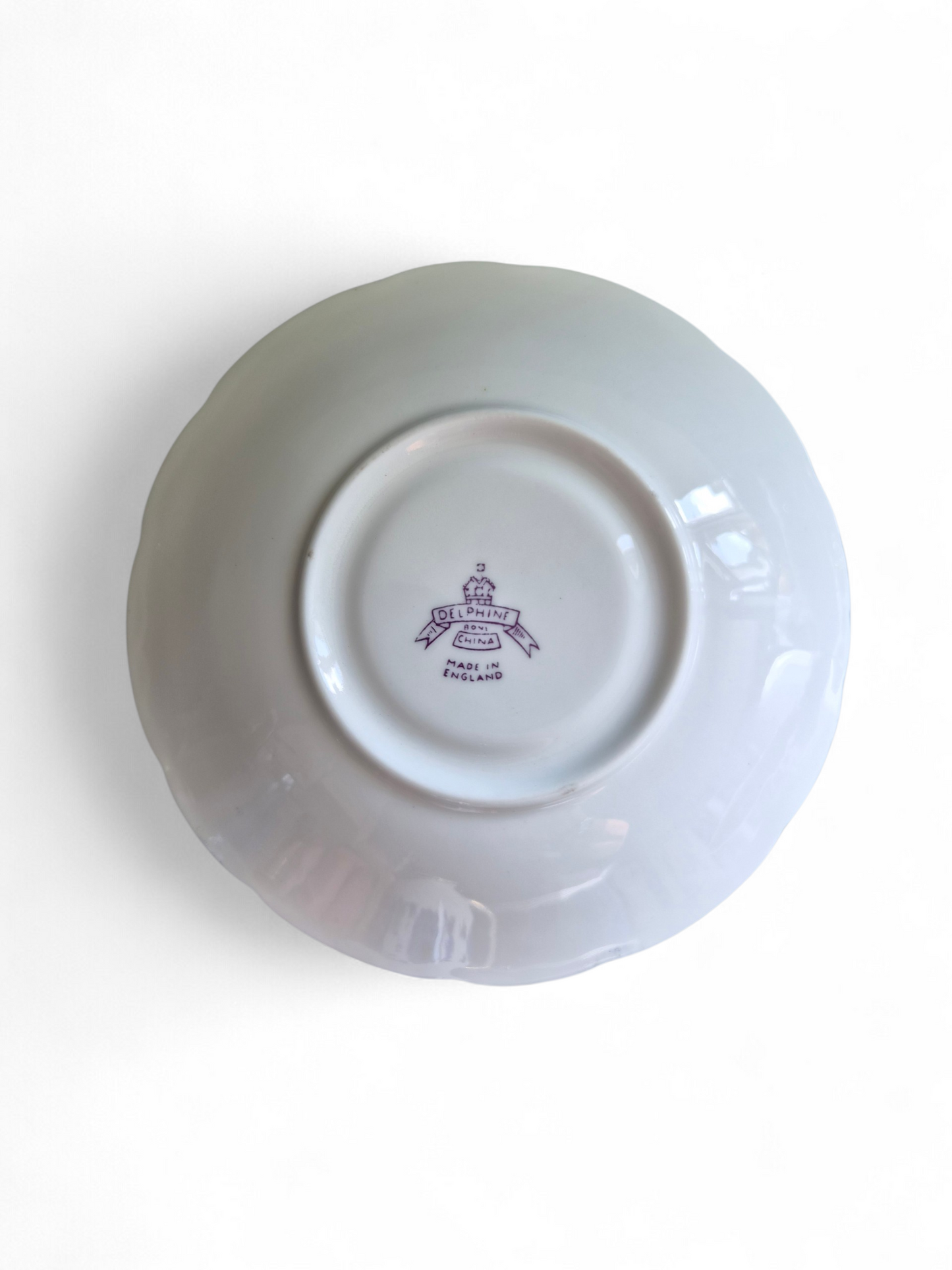 Vintage Delphine Bone China Teacup & Saucer – Cobalt Blue & Floral Design, Made in England