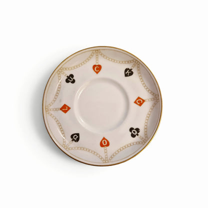 -SOLD- Vintage Aynsley Miniature Demitasse Cup & Saucer Playing Card Pattern Fine Bone China
