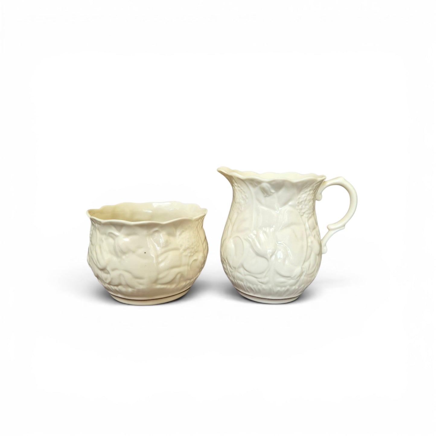 -SOLD- Vintage Belleek Ireland “Serenity” Cream Jug & Sugar Bowl Set