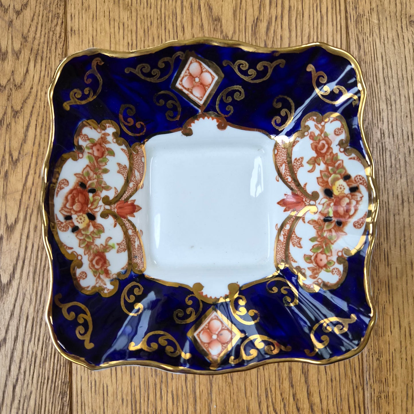 Vintage Royal Albert Bone China Cobalt Blue & Gilt Trinket Dish | Imari Style Pin Dish | England
