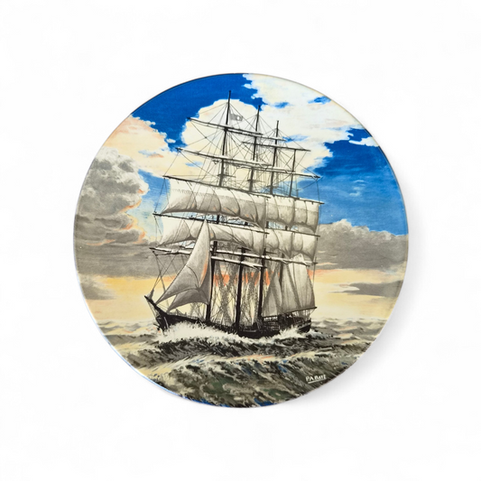 Vintage Poole Pottery Maritime Plate – Howard D. Troop Sailing Ship – English Coastal Decor