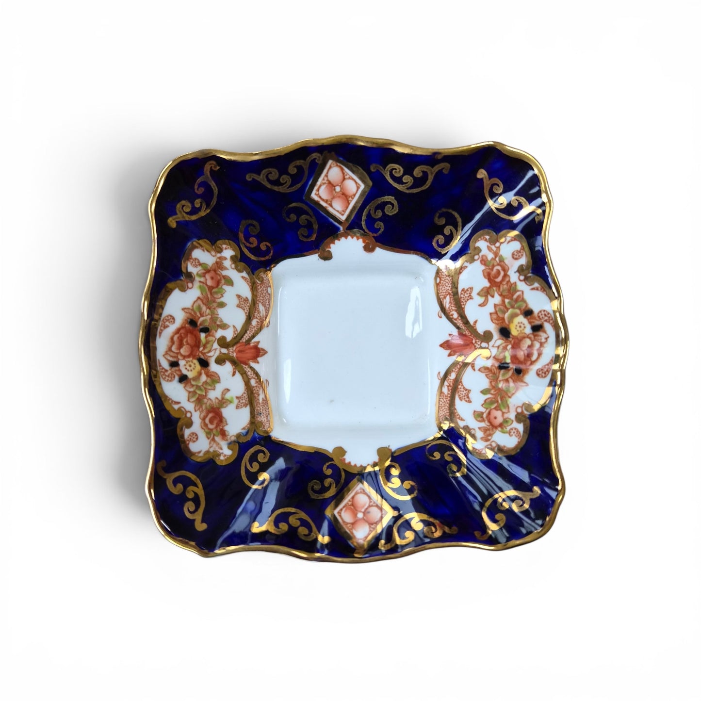 Vintage Royal Albert Bone China Cobalt Blue & Gilt Trinket Dish | Imari Style Pin Dish | England