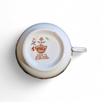 Vintage English Bone China Tea Trio, Imari Style, Rich Cobalt, Burnt Orange & Gilt Detail, Elegant Heritage Teaware