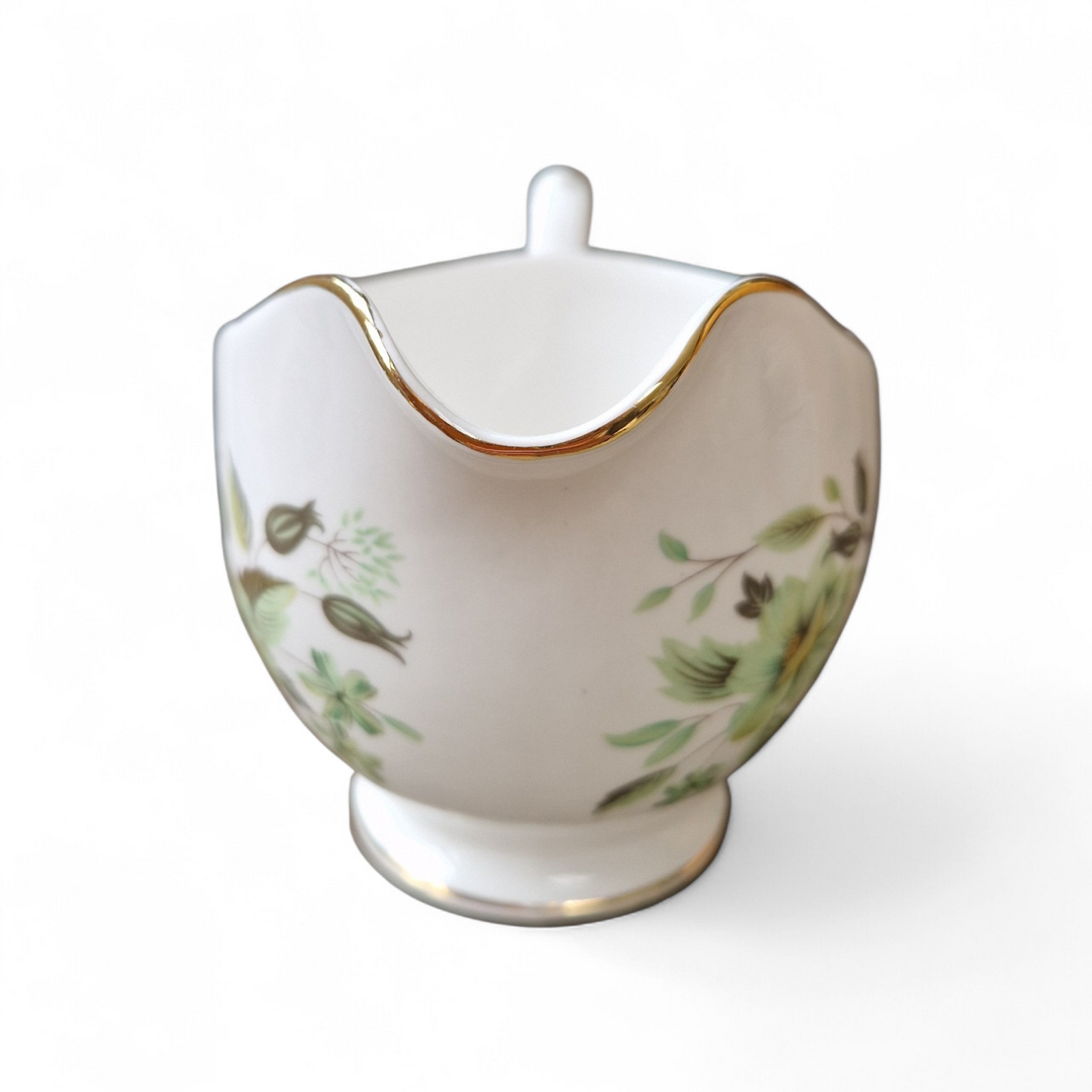 Vintage Colclough Bone China Creamer Jug – Green Floral Gilded English Tea Ware