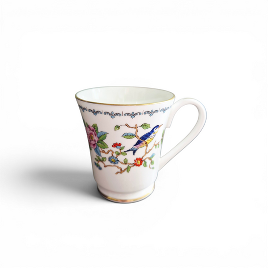 -SOLD- Aynsley Pembroke Fine English Bone China Mug – Bird & Floral Design with Gold Trim