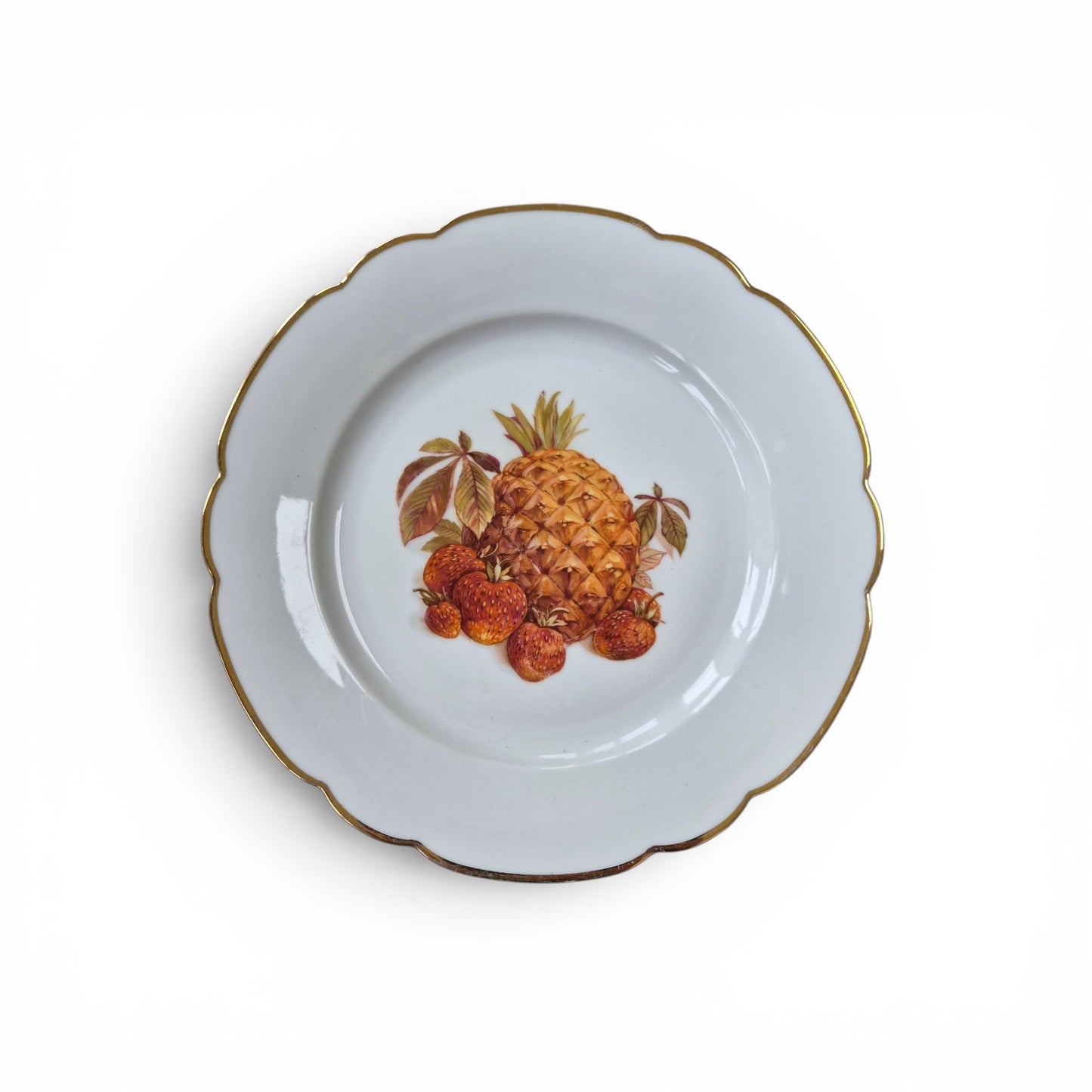 Vintage Seltmann Weiden Bavaria Fruit Plate – West Germany Porcelain Gilt Edge
