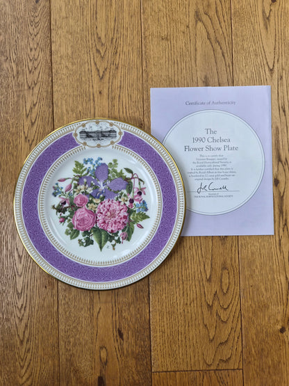 Royal Albert 1990 Chelsea Flower Show Plate “Victorian Bouquet” RHS Fine Bone China with Certificate