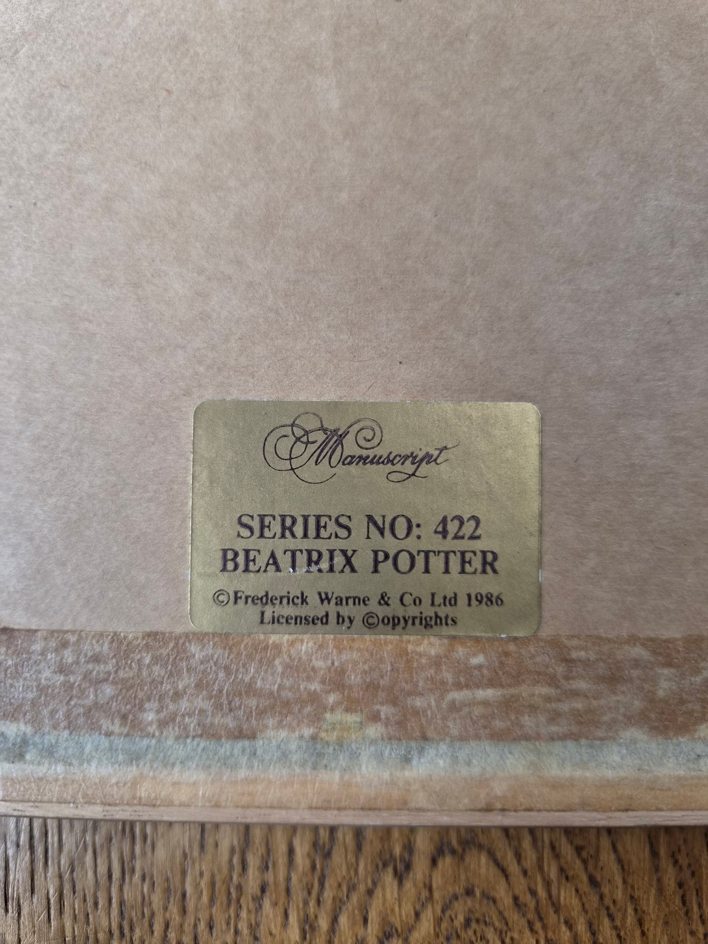 Vintage 1986 Beatrix Potter Jeremy Fisher Framed Print – Manuscript Collection Series 422