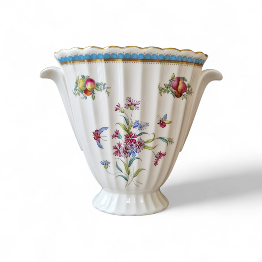 Vintage Spode Fine Bone China Vase – “Trapnell” Pattern – Fluted Form with Gilt & Floral Detail