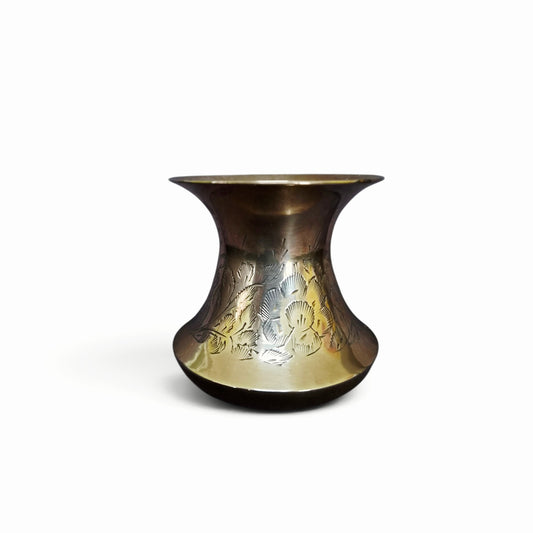 Vintage Indian Engraved Brass Bud Vase – Small Decorative Floral Etched Vase 8.5cm