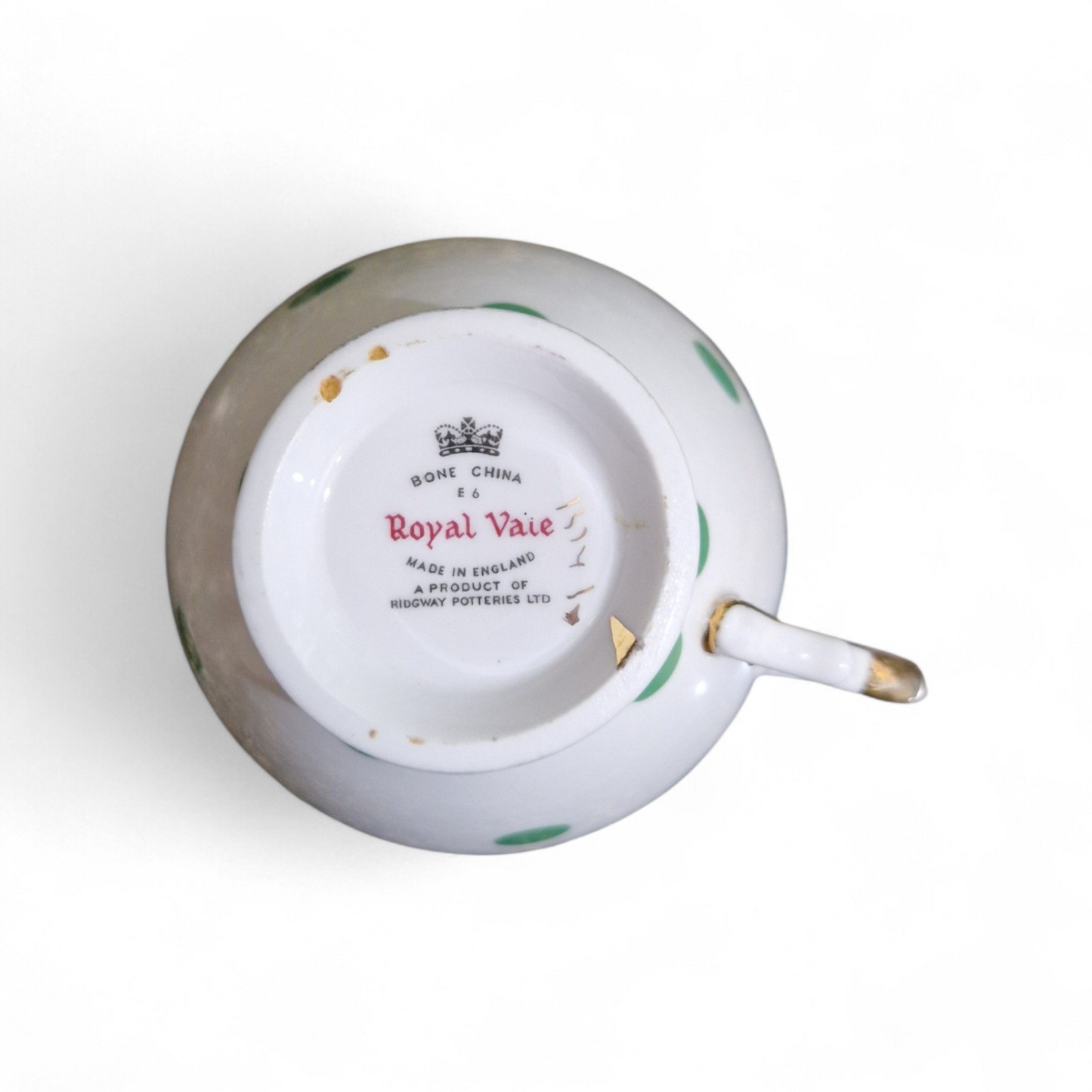 Vintage Royal Vale Polka Dot Tea Trio – Fine Bone China Cup, Saucer & Plate with Gilt Detail