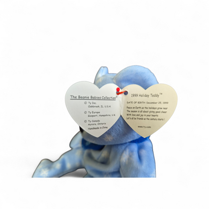 Ty Beanie Baby “Holiday Teddy” 1999 – Blue Snowflake Edition with Original Tag
