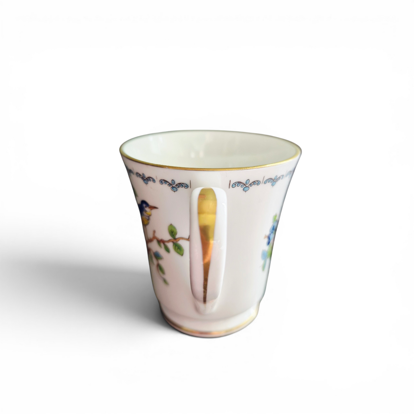 -SOLD- Aynsley Pembroke Fine English Bone China Mug – Bird & Floral Design with Gold Trim