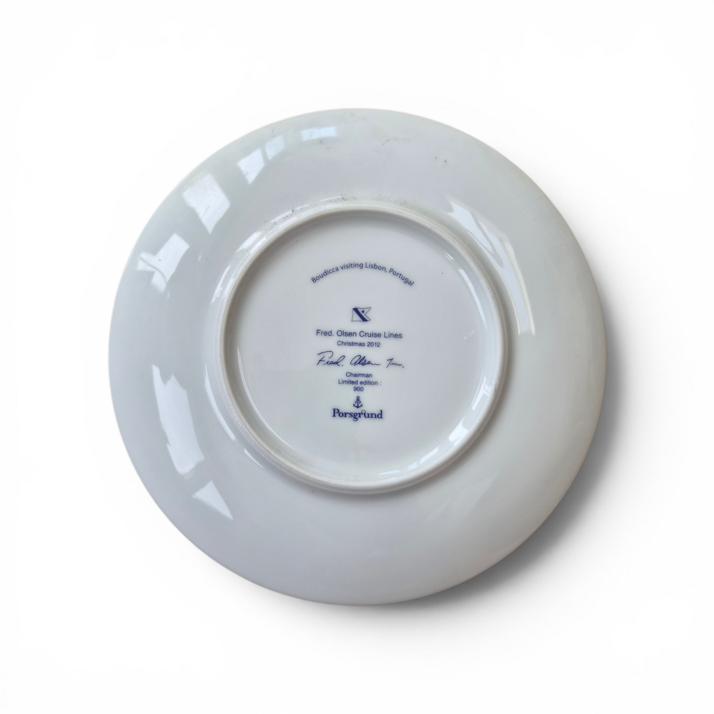 Limited Edition Fred. Olsen Cruise Lines “Boudicca” Lisbon 2012 Porsgrund Collector Plate