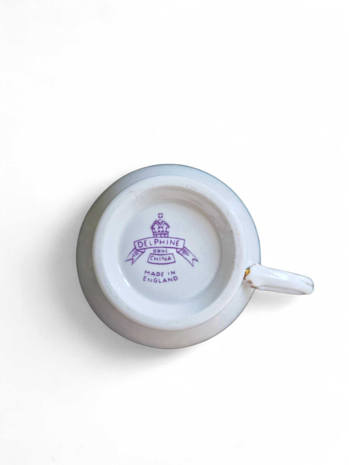 Vintage Delphine Bone China Teacup & Saucer – Cobalt Blue & Floral Design, Made in England