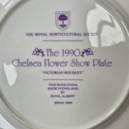Royal Albert 1990 Chelsea Flower Show Plate “Victorian Bouquet” RHS Fine Bone China with Certificate
