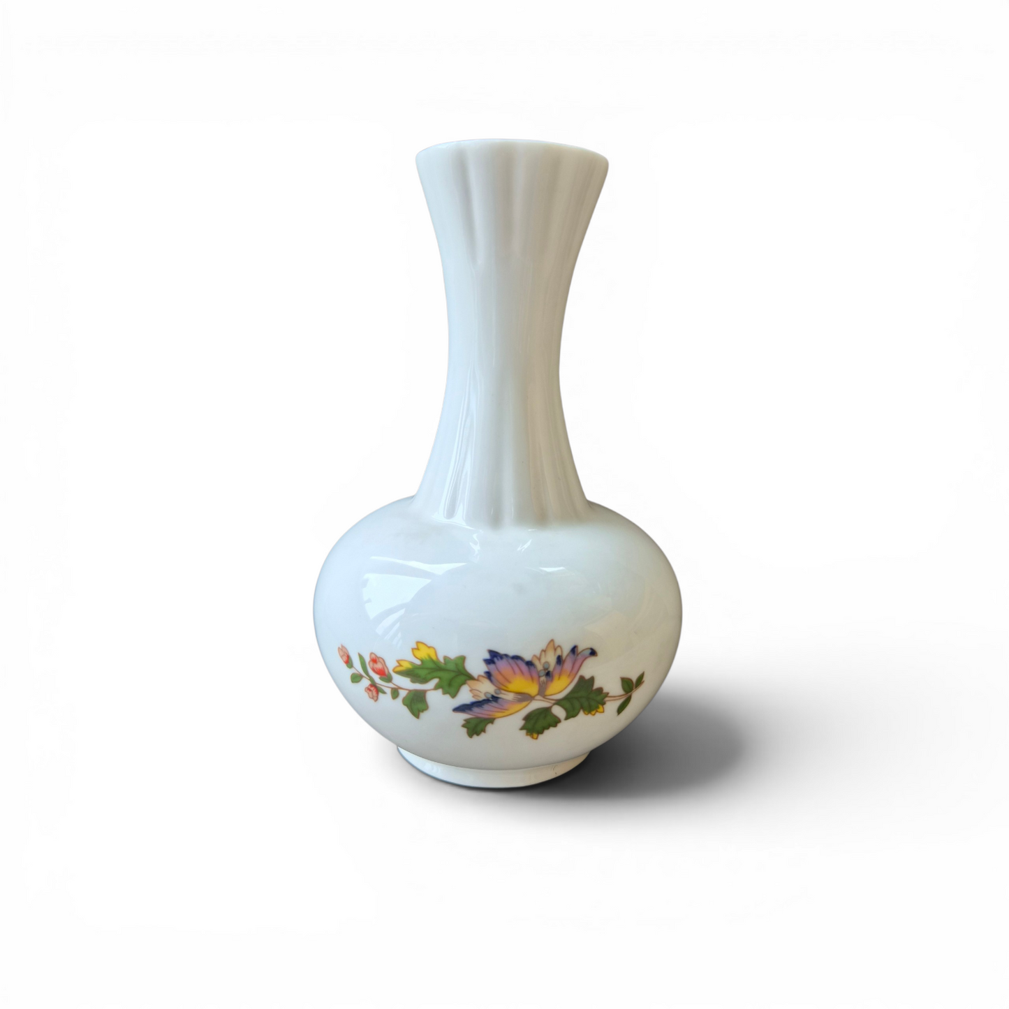 - SOLD- Vintage Aynsley Cottage Garden Fine Bone China Bud Vase – Butterfly Floral Vase Made in England – 13cm