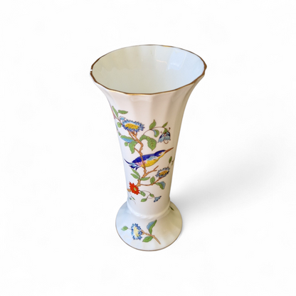 -SOLD- Aynsley Pembroke Bone China Vase, Elegant English Floral & Bird Design, Gilt Rim, 16cm – Frances Anthony Antiques