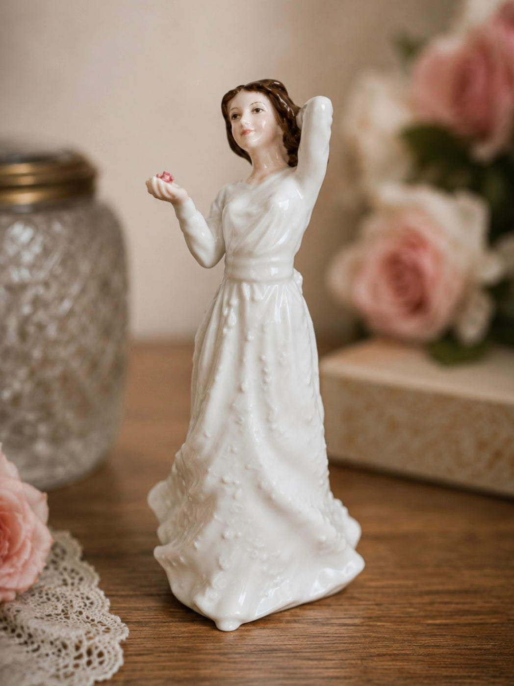 -SOLD- Vintage Royal Doulton “With Love” HN3393 Figurine | Bone China Lady Figure | 1992 Collectible Ornament
