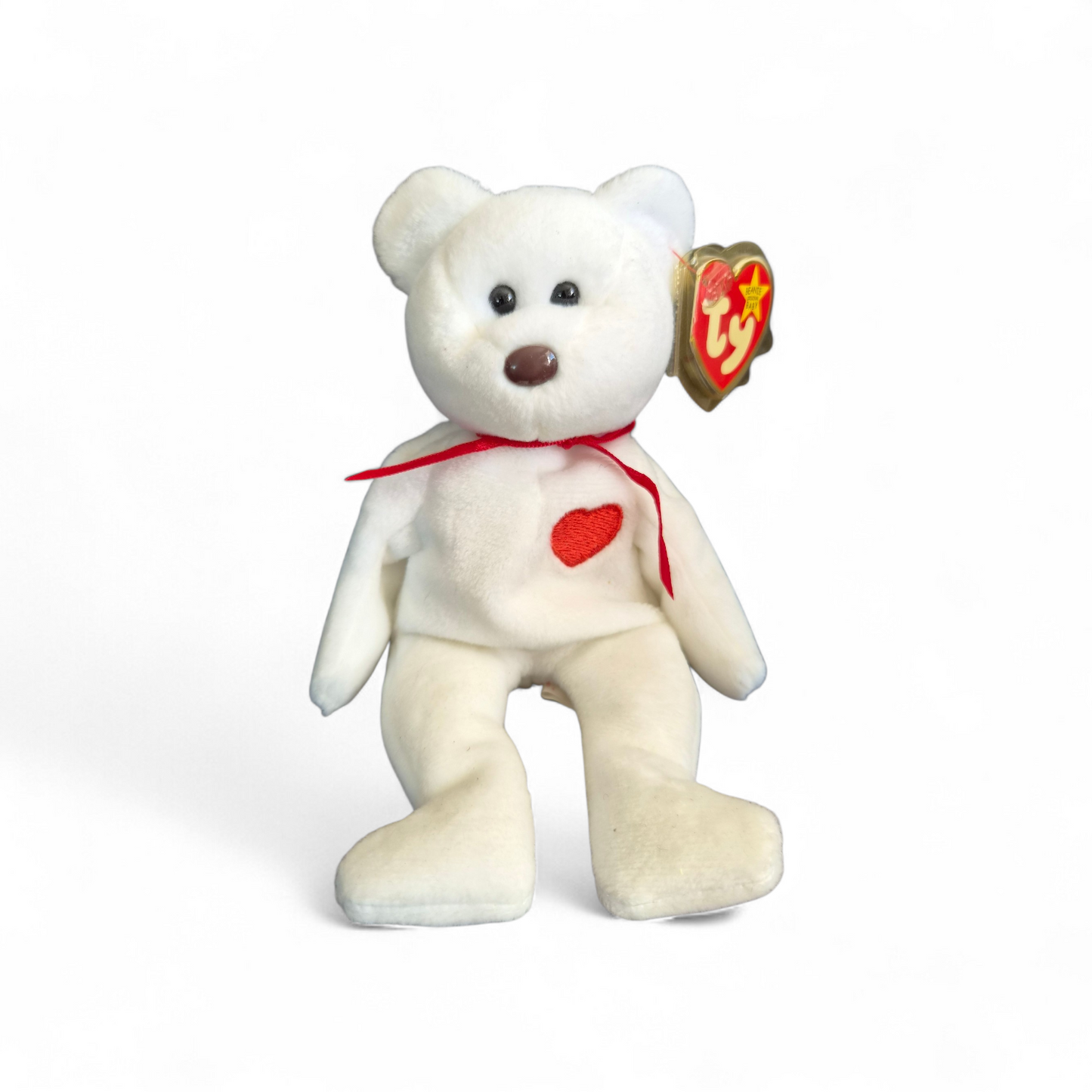 Ty Beanie Baby “Valentino” Bear (1994) – Classic White Heart Bear with Original Tag