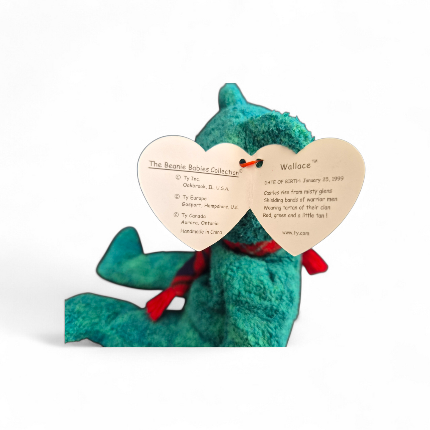 Ty Beanie Baby “Wallace” Bear (1999) – Scottish Tartan Edition with Original Tag