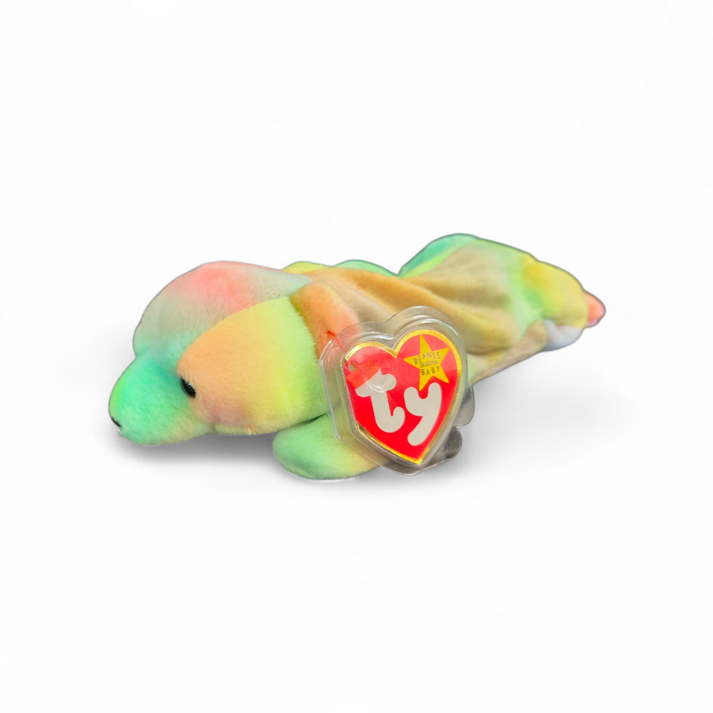 Ty Beanie Baby “Sammy” Bear (1998) – Pastel Rainbow Plush with Tag | Vintage Collectible