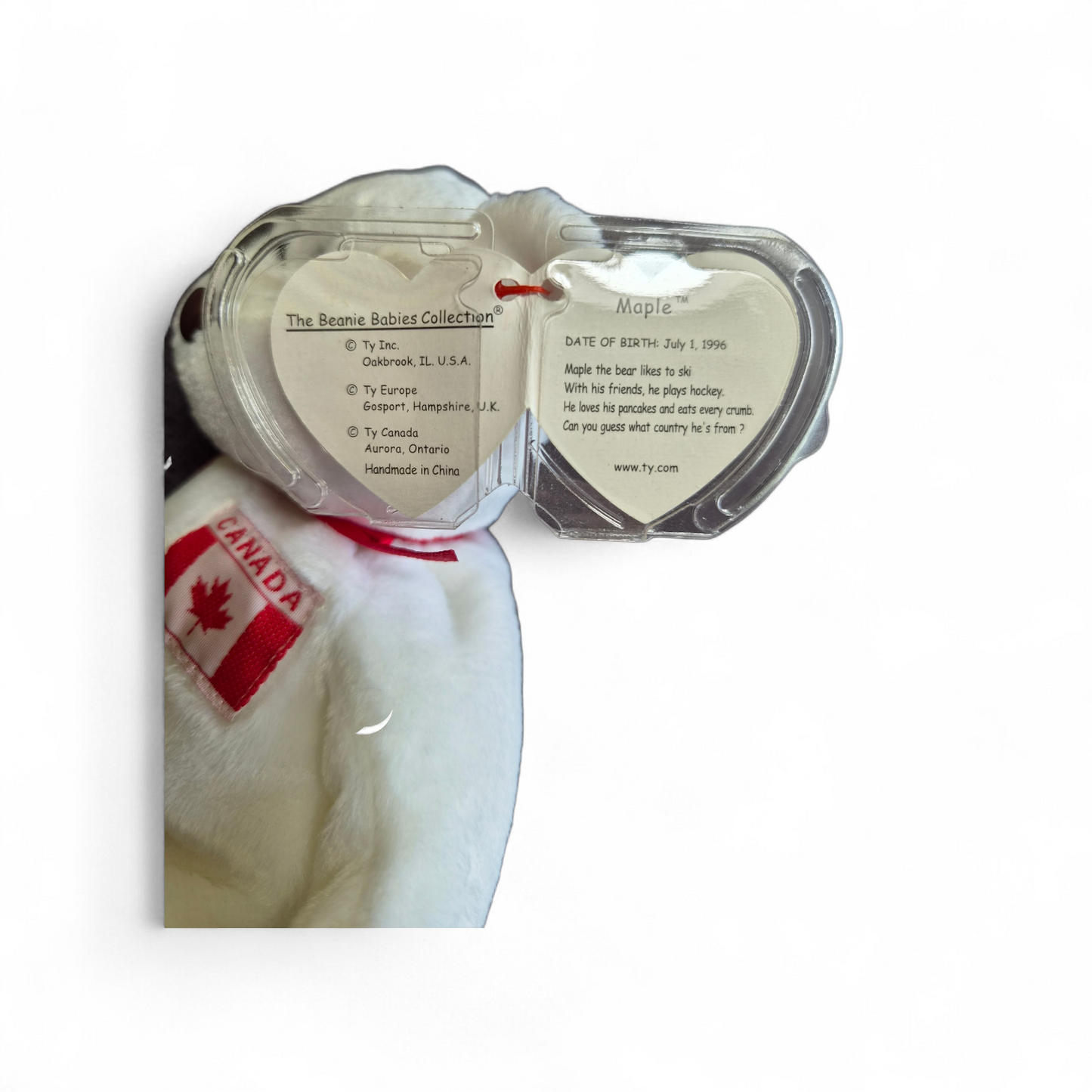 Ty Beanie Baby “Maple” Bear (1996) – Canada Edition with Original Tag & Protector
