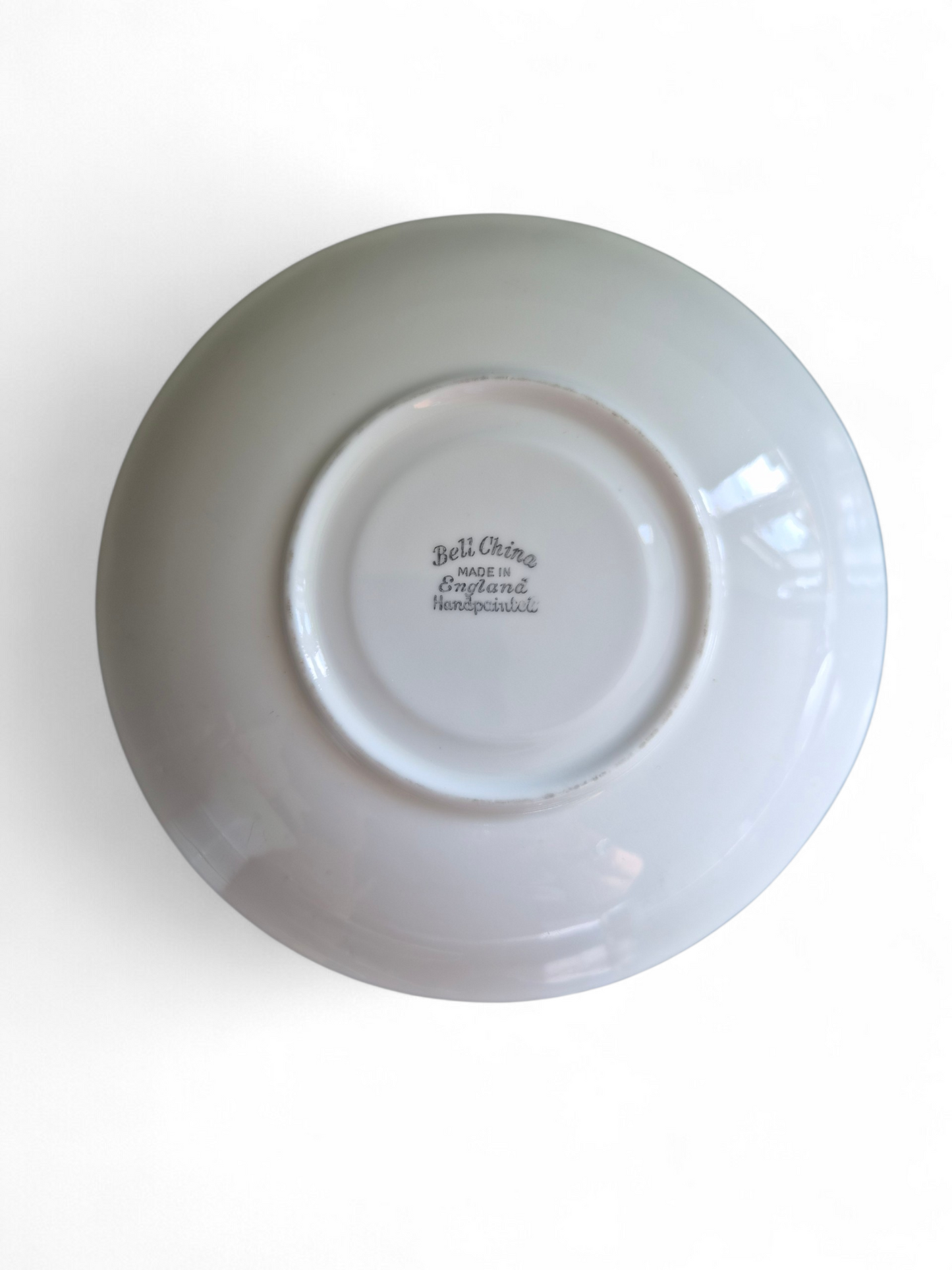 -SOLD- Vintage Bell China Hand-Painted Cottagecore Trio – Green Polka Dot Teacup, Saucer & Plate, Made in England