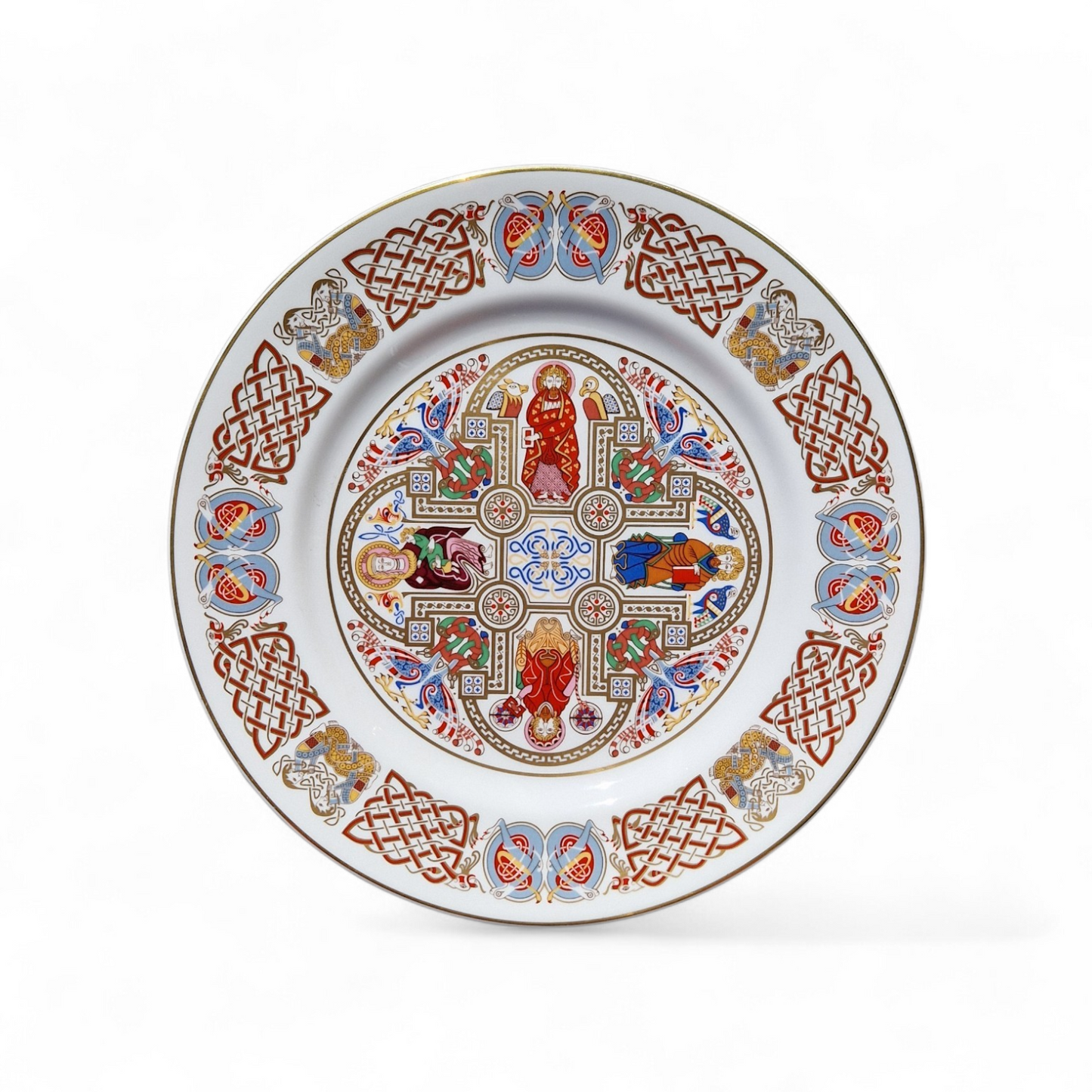 Spode “The Kells Plate” Fine Bone China Decorative Plate, Celtic Illuminated Design, Gold Gilt Detail