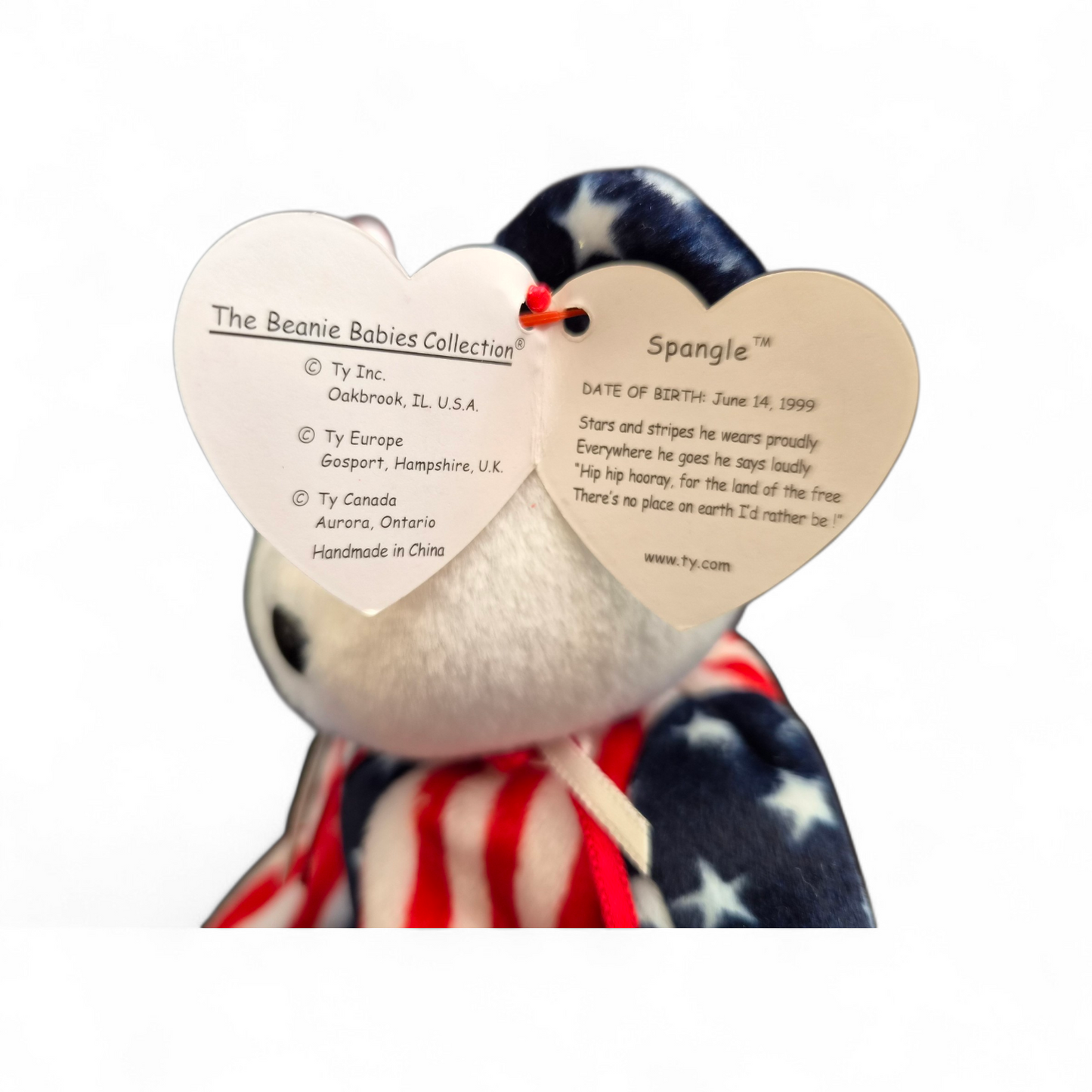 Ty Beanie Baby “Spangle” Bear (1999) – White Face Edition | Stars & Stripes Patriotic Plush