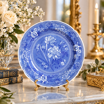-SOLD- Spode ‘Botanical’ Blue Room Collection Plate, English Heritage Transferware, Timeless Floral Elegance