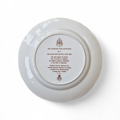 -SOLD- Spode Maritime England Plate – The Four Days Battle 1666 – Limited Edition Fine Bone China with Gilded Cobalt Border