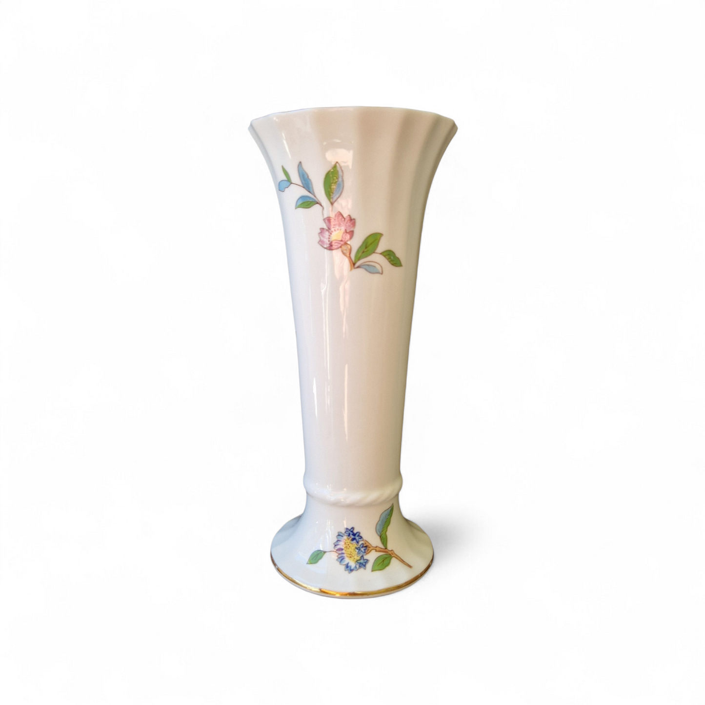 -SOLD- Aynsley Pembroke Bone China Vase, Elegant English Floral & Bird Design, Gilt Rim, 16cm – Frances Anthony Antiques