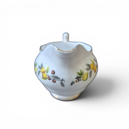 Vintage Royal Vale Bone China Cream Jug – English Floral & Fruit Milk Jug with Gilt Trim