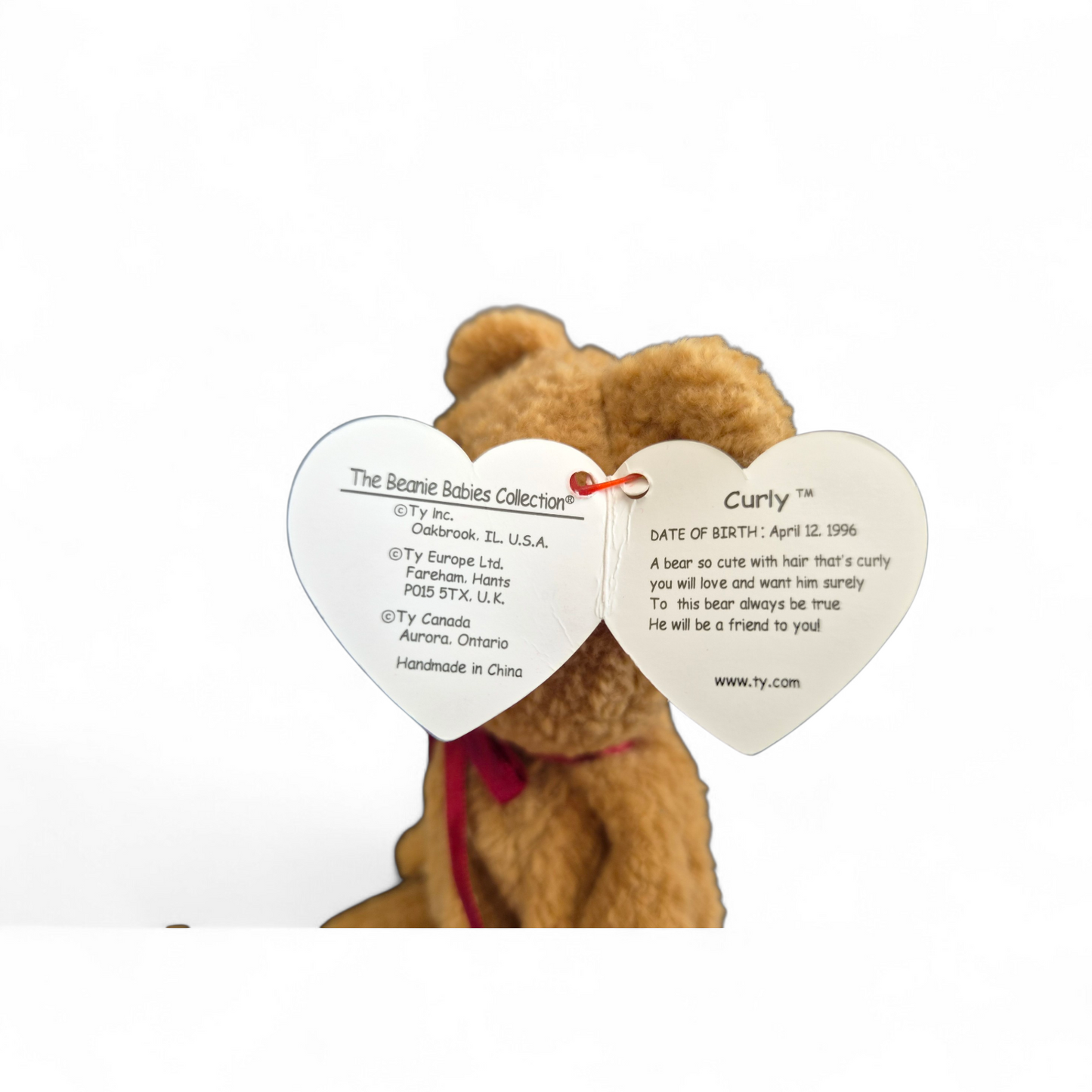 Ty Beanie Baby “Curly” Bear (1996) – Original Textured Plush Edition | Early Classic Collectible
