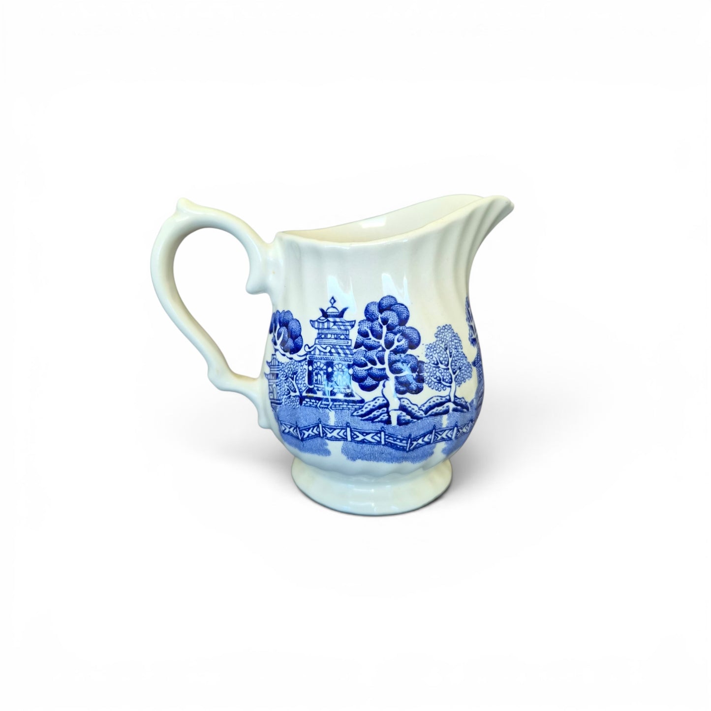 Vintage Myott Old Willow Blue & White Milk Jug Creamer Staffordshire England 9.5cm